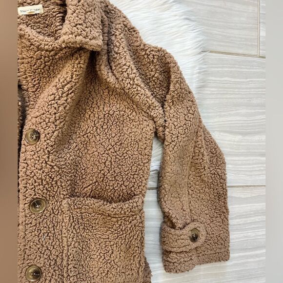 Stevie Hender Brown Sherpa Button Up Jacket - Picture 7 of 9